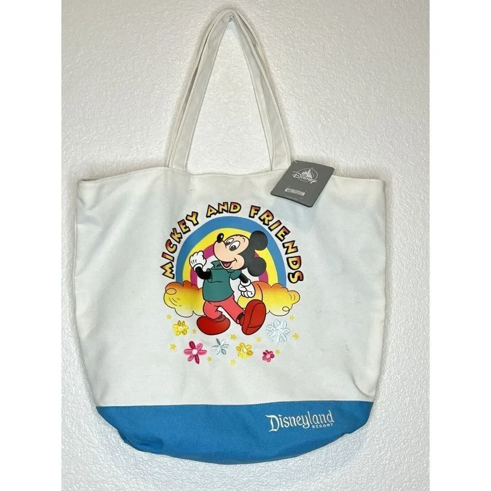Disneyland Parks Mickey Friends Rainbow Canvas Tote New Release 2023